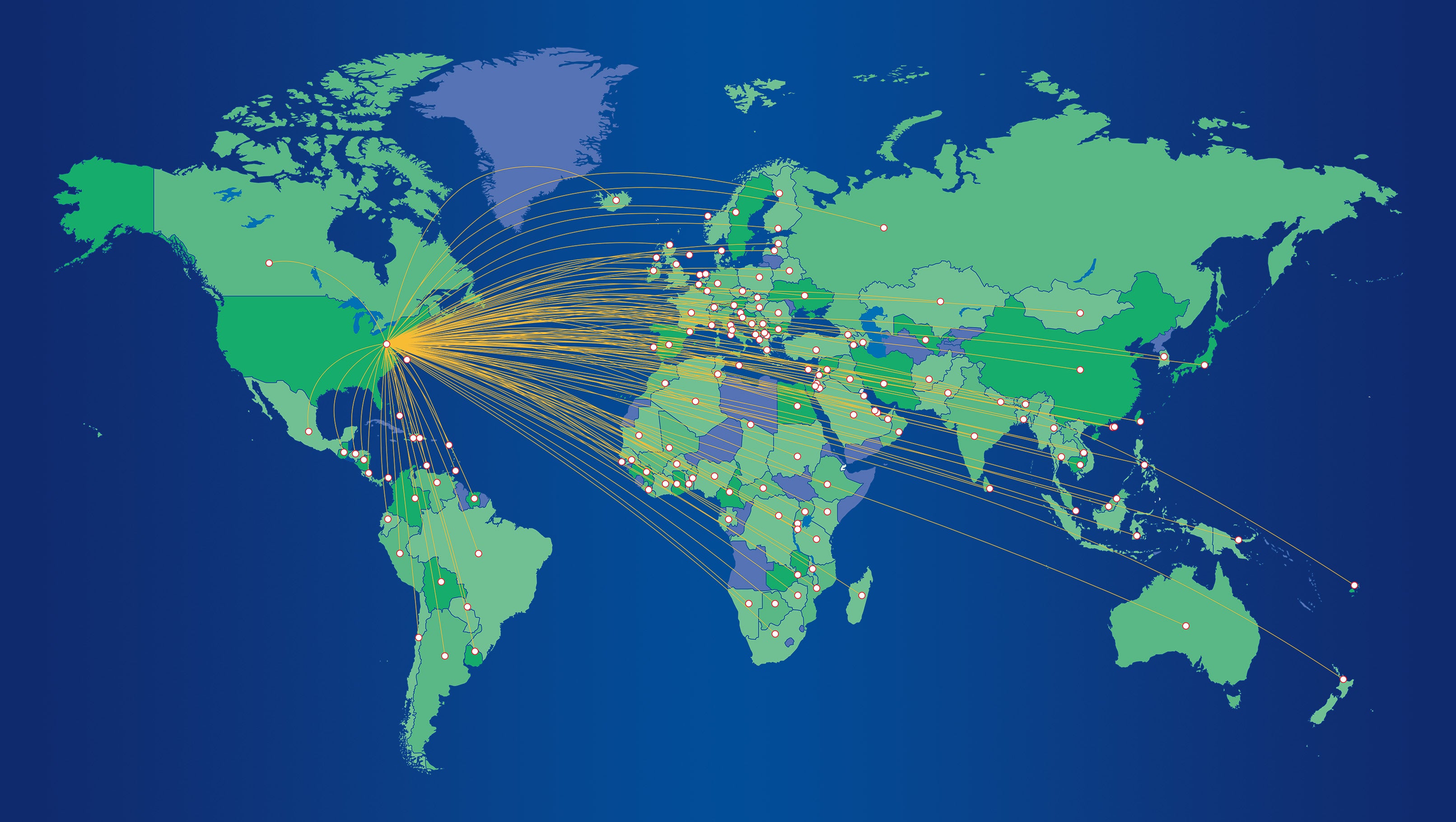 World map display nations with research collaboration