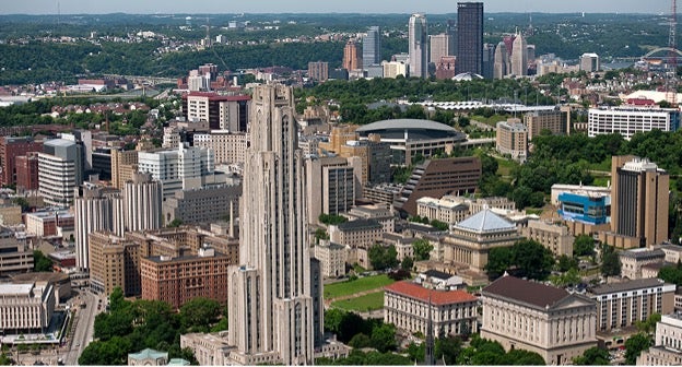 areal view of pitt campus