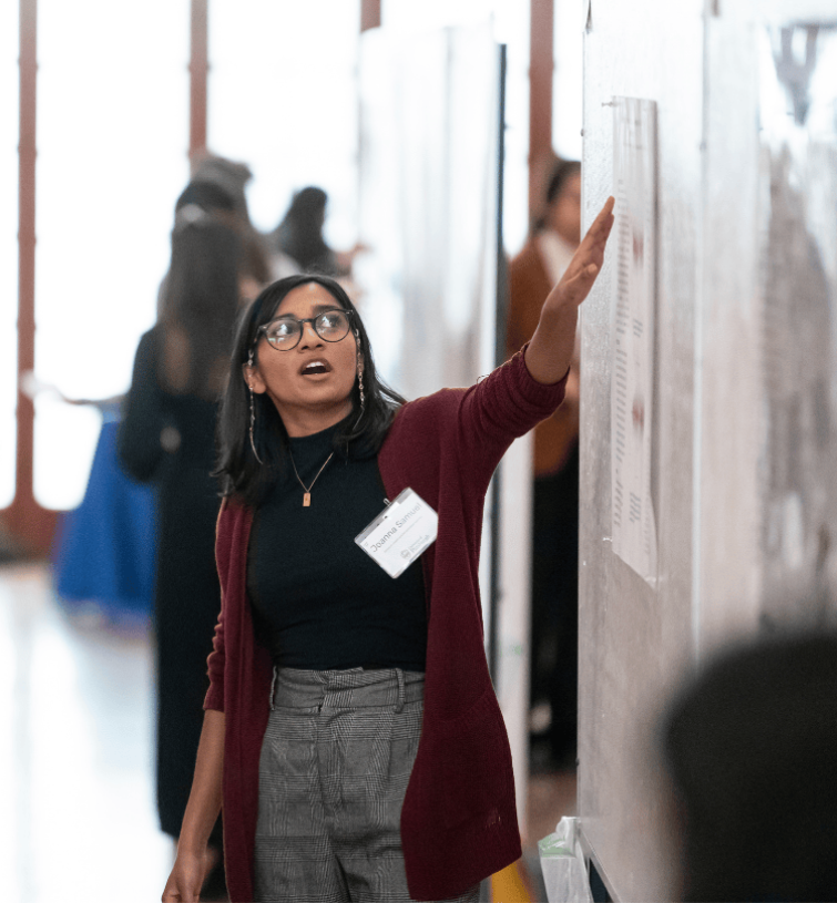 undergraduate student presenting research